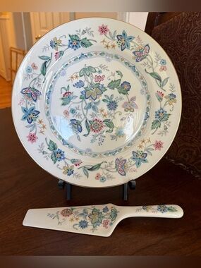 Vintage Andrea Sadek Garden of India Cake Plate & Server Set 10.5” Diameter